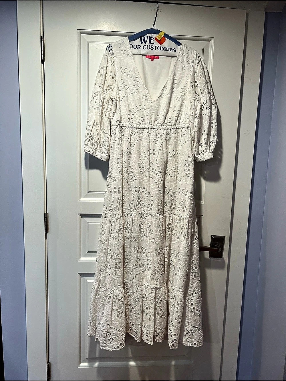 Rachel Roy White Eyelet Midi Dress Size 10 Like New